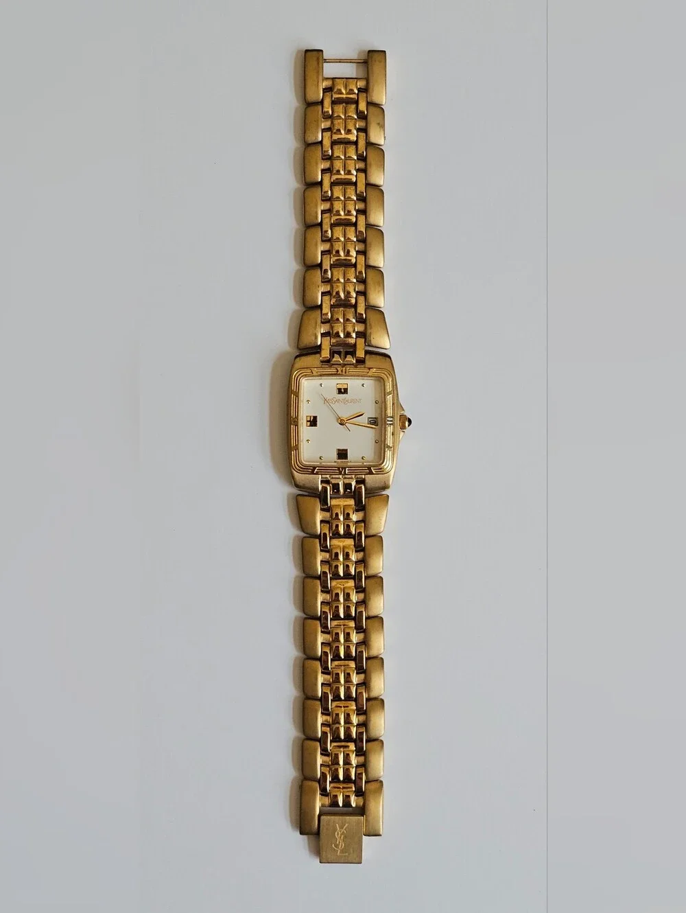 Vintage Yves Saint Laurent Watch 91611-H12093 Gold-Tone w/ Manual & Box (Works)